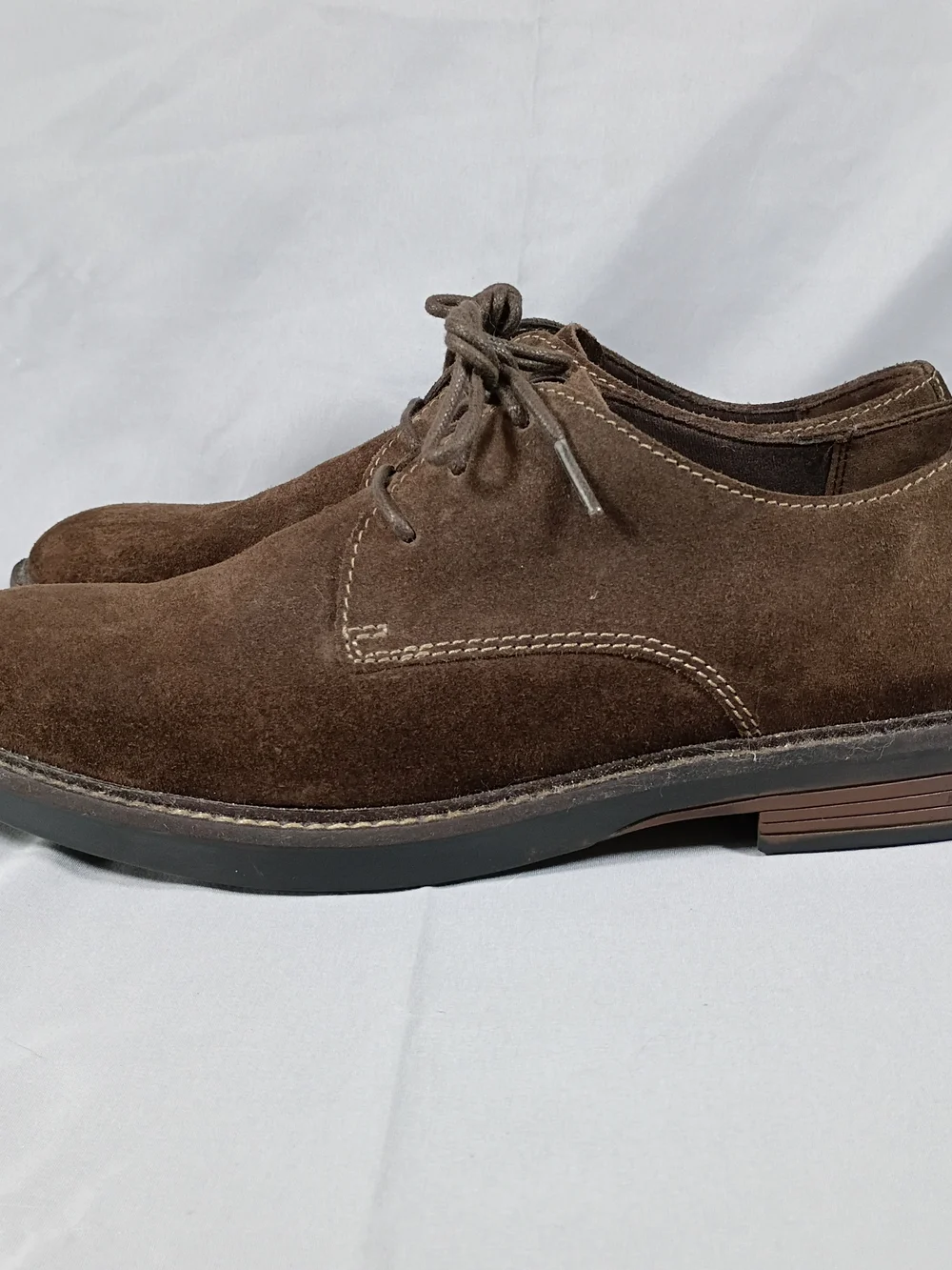 Clarks Paulson Plain Brown Suede Derby Oxford Dress Shoes Mens Size 10